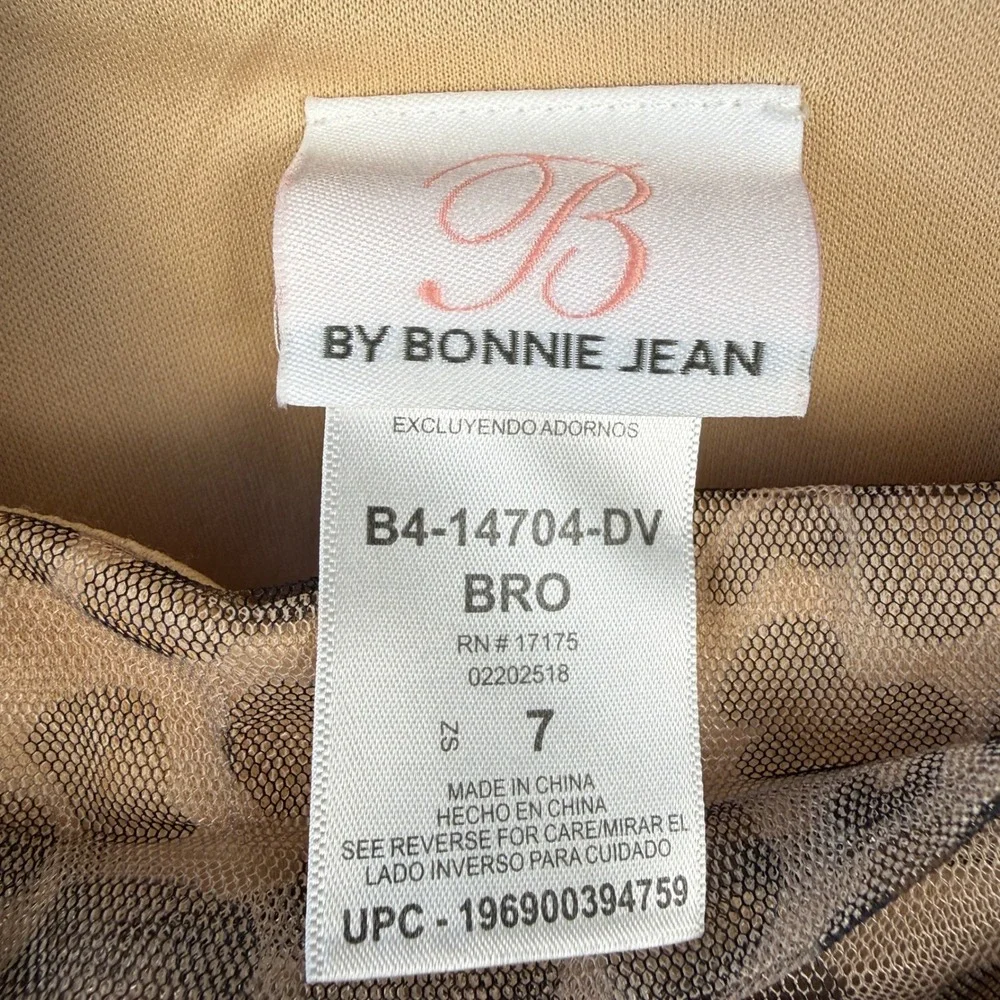 Bonnie Jean Leopard Print Tulle Dress Girls Size 7 Brown Animal Print Party Chic - Picture 8 of 10